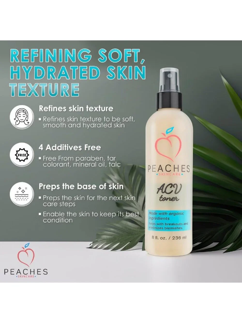 Vegan Apple Cider Vinegar Face Toner with Citrus Extracts - 8 oz Exfoliating